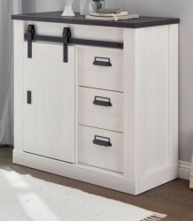 Kommode Stove in wei� Pinie und anthrazit Landhaus Sideboard 93 x 91 cm
