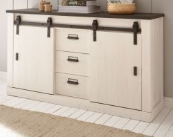 Sideboard Stove in wei� Pinie und anthrazit Landhaus Kommode 162 x 91 cm