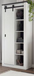 Flurschrank Stove in wei� Pinie und anthrazit Landhaus Schuhschrank 93 x 201 cm Mehrzweckschrank