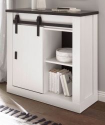 Aktenschrank Stove in wei� Pinie und anthrazit Landhaus B�ro Kommode 93 x 91 cm