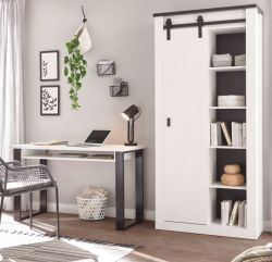 B�rom�bel Set Stove in wei� Pinie und anthrazit Landhaus mit Aktenschrank