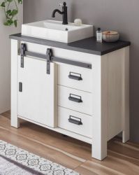 Waschbeckenunterschrank MIT Waschbecken Stove in wei� Pinie und anthrazit Landhaus Waschtisch 95 cm