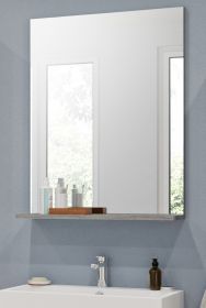 Badezimmer Spiegel Shawn in Rauchsilber grau Badspiegel mit Ablage 60 x 79 cm