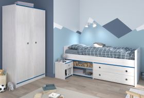 Parisot Kinder- und Jugendzimmer Smoozy22 in wei� Kiefer mit blau oder pink Komplett-Set 3-teilig