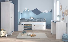Parisot Kinder- und Jugendzimmer Smoozy26 in wei� Kiefer mit blau oder pink Komplett-Set 4-teilig