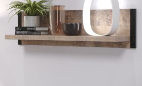 Wandboard Concrete in Eiche Tabak und schwarz B�cherregal 110 cm