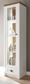 Vitrine Seyne in wei� Pinie und Eiche hell Landhaus Vitrinenschrank 50 x 198 cm