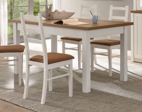 Esstisch Seyne in wei� Pinie und Eiche hell Landhaus K�chentisch ausziehbar 160 - 200 x 90 cm