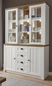 Buffetschrank Seyne in wei� Pinie und Eiche hell Landhaus Buffet 130 x 198 cm
