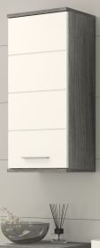 Badezimmer H�ngeschrank Bailey in wei� Hochglanz und Rauchsilber grau Badschrank 35 x 77 cm