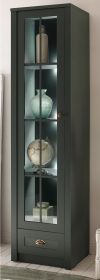 Vitrine Forres in Gr�n Landhaus Wohn- und Esszimmer Vitrinenschrank 50 x 197 cm