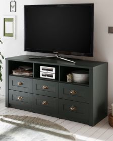 TV-Lowboard Forres in gr�n Landhaus TV Unterteil mit Komforth�he 130 x 67 cm