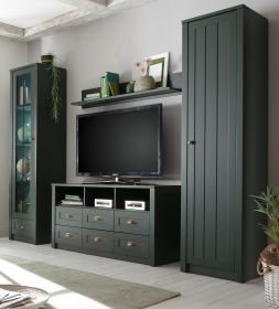 Wohnwand Forres in gr�n Landhaus Wohnkombination 4-teilig 270 x 198 cm