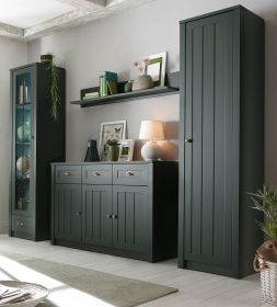 Wohnwand Forres in mattem Gr�n Landhaus Wohnkombination 4-teilig 270 x 198 cm