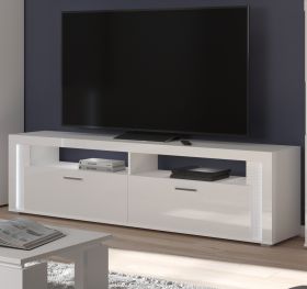 TV-Lowboard Sunroof in wei� Hochglanz TV-Unterteil inklusive Beleuchtung 201 x 58 cm, Soft-Close