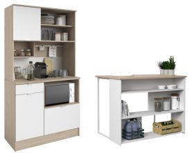 Parisot K�chenschrank Set 2-tlg. Socool1 in wei� und Jackson Eiche K�che Buffet und K�cheninsel
