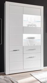 Vitrine Carrara in wei� Hochglanz Wohn- und Esszimmer Vitrinenschrank 100 x 198 cm
