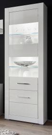 Vitrine Carrara in wei� Hochglanz Wohn- und Esszimmer Vitrinenschrank 65 x 198 cm