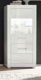 Vitrine Carrara in wei� Hochglanz Wohn- und Esszimmer Vitrinenschrank halbhoch 65 x 142 cm