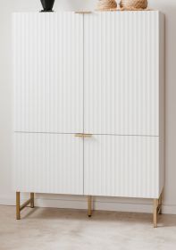 Highboard Hawick in wei� matt mit 3D-Wellenstruktur Wohn- und Esszimmer Anrichte 100 x 142 cm