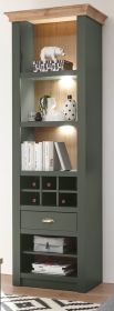 Regal Norwich in gr�n und Wotan Eiche Landhaus Regalschrank mit Weinregal 68 x 207 cm