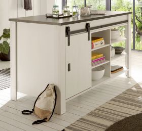 K�cheninsel Stove in wei� Pinie und anthrazit Landhaus K�chenschrank freistehend 162 x 77 cm