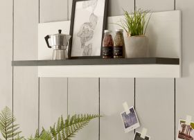 K�chenregal Stove in wei� Pinie und anthrazit Landhaus K�che Wandregal 90 x 30 cm Gew�rzregal