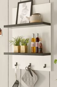 K�chenregal Stove in wei� Pinie und anthrazit Landhaus K�che Wandregal 60 x 84 cm Gew�rzregal