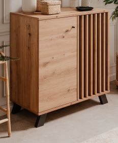 Kommode Madem in Artisan Eiche und Anthrazit mit 3D-Lamellen Wohn- und Esszimmer Sideboard 80 cm