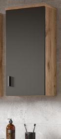 Badezimmer H�ngeschrank Oderzo in Eiche und grau Badschrank 37 x 75 cm Soft-Close