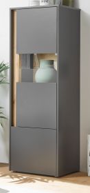 Aktenschrank Center in grau matt und Wotan Eiche Vitrine f�r Homeoffice und B�ro 50 x 158 cm
