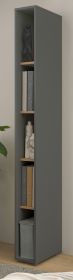 Aktenregal Center in grau matt und Wotan Eiche Standregal f�r Homeoffice und B�ro 20 x 200 cm