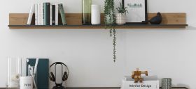 B�roregal Center in Wotan Eiche und grau matt Wandregal f�r Homeoffice und B�ro 170 cm