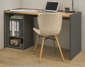 B�rom�bel Set Center in grau matt und Wotan Eiche mit Schreibtisch und Container