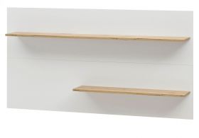 Wandregal Center in wei� und Wotan Eiche Wandpaneel f�r Homeoffice und B�ro 155 x 80 cm