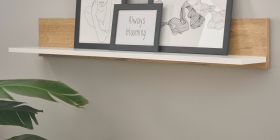 B�roregal Center in Wotan Eiche und wei� Wandregal f�r Homeoffice und B�ro 100 cm