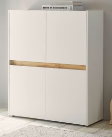 B�roschrank Highboard Center in wei� und Wotan Eiche Stauraumschrank f�r Homeoffice und B�ro 100 x 122 cm