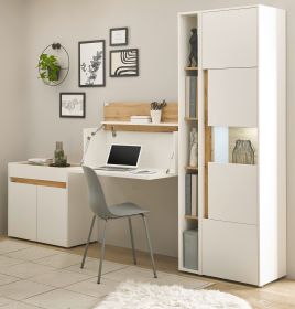 B�rom�bel komplett Set Center in wei� und Wotan Eiche mit Aktenschrank, Sekret�r und Vitrine f�r Homeoffice