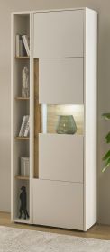 Aktenschrank Set Center in wei� und Wotan Eiche Vitrine und Regal f�r Homeoffice 70 x 200 cm