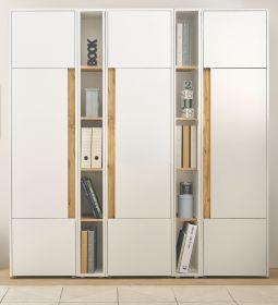Aktenschrank Set Center in wei� und Wotan Eiche 3 x Stauraumschrank und 2 x Regal f�r Homeoffice 190 x 200 cm