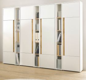 Aktenschrank Set Center in wei� und Wotan Eiche 4 x Stauraumschrank und 3 x Regal f�r Homeoffice 260 cm