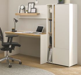B�rom�bel Set Center in wei� und Wotan Eiche mit Schreibtisch, Aktenschrank und 2 x Regal f�r Homeoffice