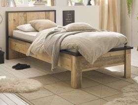 Bett Stove in Used Wood hell und anthrazit Einzelbett Liegefl�che 90 x 200 cm