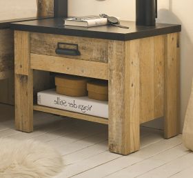 Nachttisch Stove in Used Wood hell und anthrazit Nachtkommode mit Schubkasten 60 x 46 cm