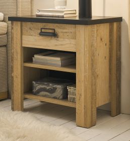 Nachttisch Stove in Used Wood hell und anthrazit Nachtkommode mit Schubkasten in Komforth�he 60 x 61