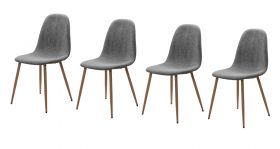 4 x Stuhl Lenja in grau Cord 4-Fu�stuhl K�chen- und Esszimmerstuhl 4er Set