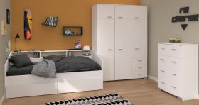 Parisot Kinder- und Jugendzimmer Sleep41 in wei� Komplett-Set 3-teilig mit Stauraumbett, Kleiderschrank und Kommode