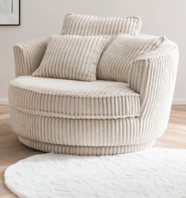 Drehsessel Comfy in wollwei� Mega Cord XL, Loveseat 360� inklusive 3x Kissen