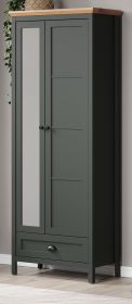 Garderobenschrank Meadow in gr�n und Evoke Eiche Landhaus Garderobe mit Spiegel 77 x 198 cm