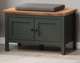 Garderobe Sitzbank Meadow in gr�n und Evoke Eiche Landhaus Garderobenbank und Schuhschrank 77 x 48 cm
